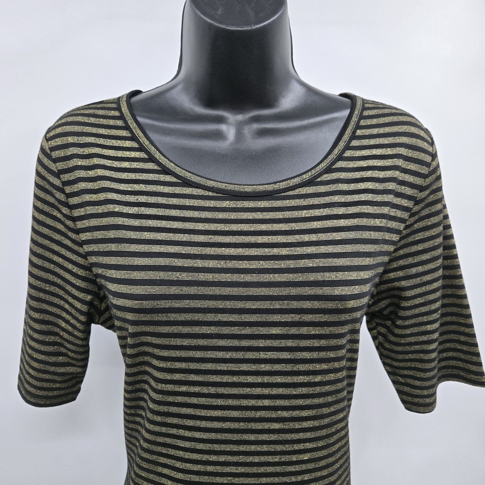 LuLaRoe Women's Dress Black Gold Glitter Striped Size Large
